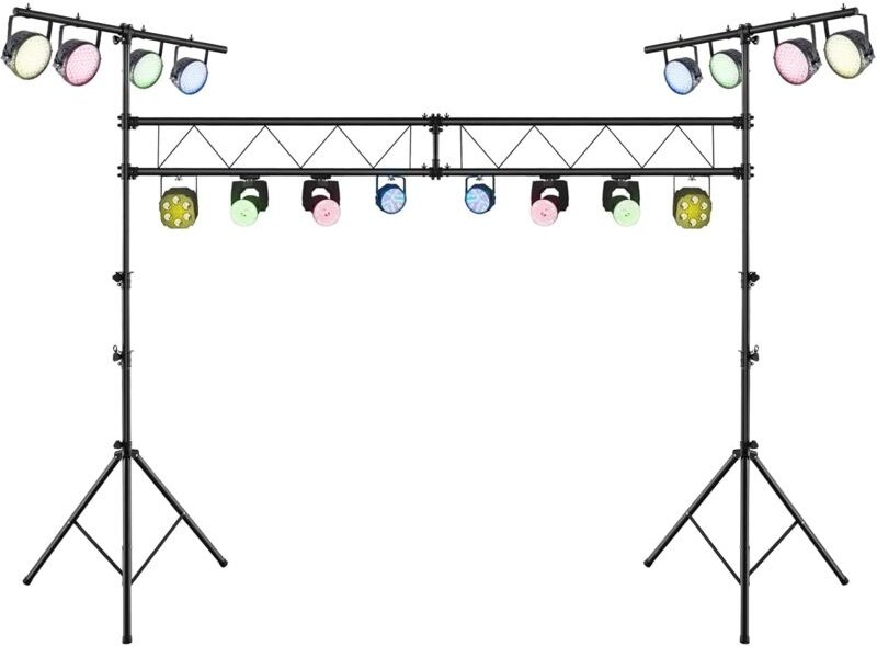 COSTWAY 350cm lang Lampensaktiv, DJ-Lichtstativ 180-360cm höhenverstellbar aus Metall, Beleuchtungsativ mit einziehbaren...