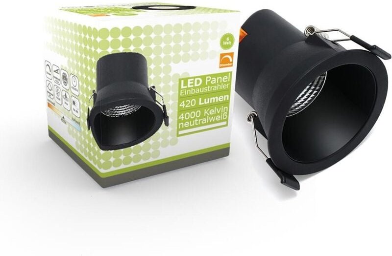 LED Einbaustrahler 6W Ø81mm 40° dimmbar - Lichtfarbe: Neutralweiß 4000K - Farbe: Schwarz