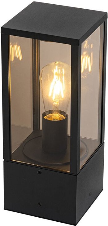 Qazqa - Stehende Außenleuchte schwarz mit Rauch 40 cm IP44 - Charlois