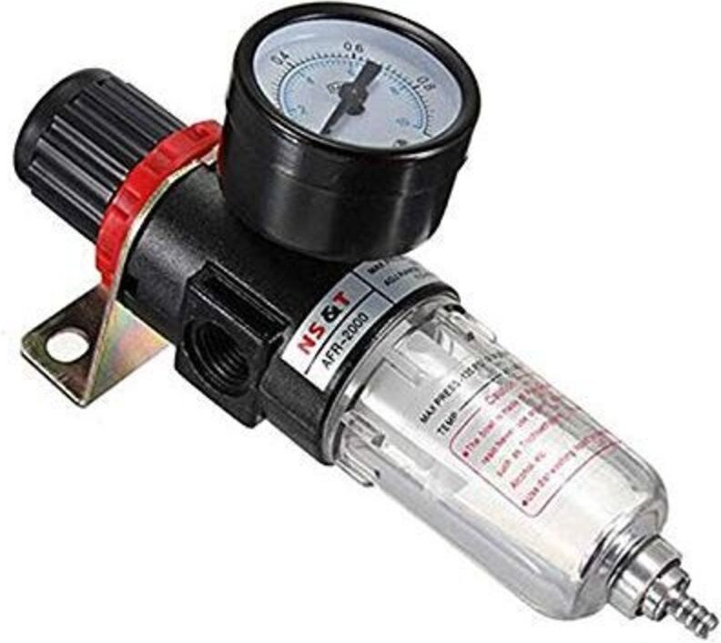 Regulateur de Pression d'air 1/4", Filtre Compresseur Dair, Séparateur d'Humidité, Filtrez l'Humidité, Nettoyez et Séche...