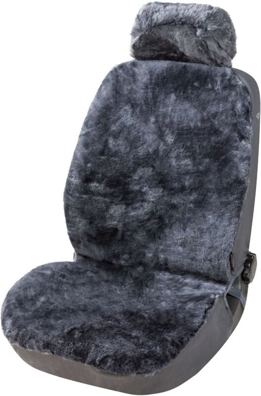 Walser - Autositzbezug Iva aus Lammfell, PKW-Schonbezug Einzelsitz, zipp-it Lammfellbezug mit Reißverschluss anthrazit