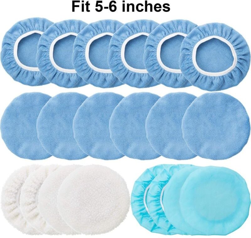 20 Stück Auto-Orbital-Polierpads, Mikrofaser, Bonnet Max-Polierhaube, Polierpad-Abdeckung (5–6 Zoll)