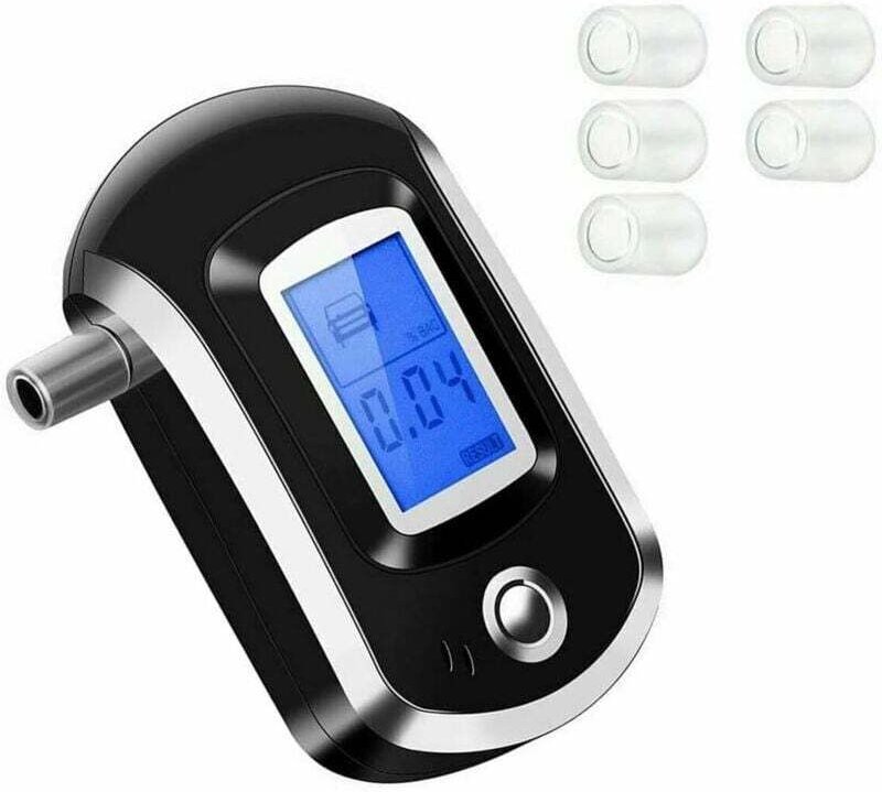 Alkoholtester, Alkoholtester mit Sensor, tragbarer digitaler Halbleiter-Alkoholtester mit LED-Bildschirm und 5 Mundstück...