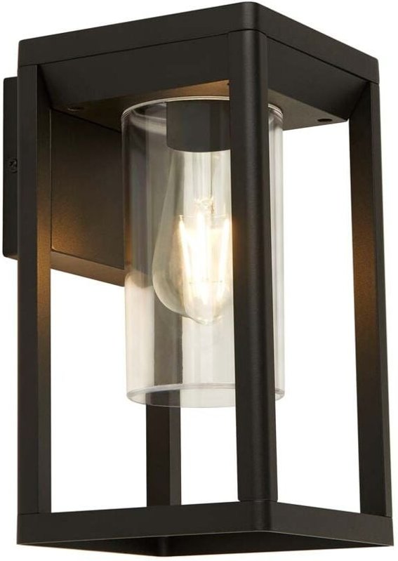Searchlight - Außenleuchte Wandlampe Hauswandleuchte Alu E27 schwarz matt klar Gartenleuchte