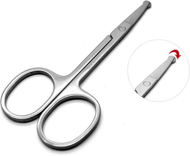 BEBUSINGOTO Gesichtshaarschere, Nasenschere aus Edelstahl, Bart-, Schnurrbart- und Augenbrauentrimmen für Männer und Fra...