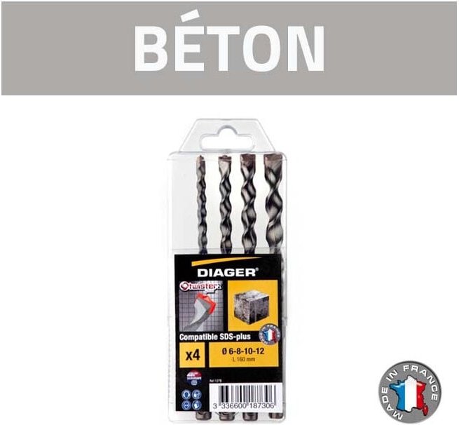Thumbnail - Sets mit 4 Betonbohrern Diager SDS-plus Twister Plus - 127B