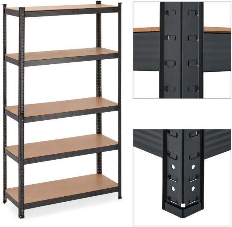 Schwarze stabile regale mit 5 ebenen 8