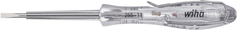 Wiha - Spannungsprüfer SoftFinish® einpolig, 110 - 250 Volt Schlitz transparent, mit Ansteckclip 3,0 mm (35378)
