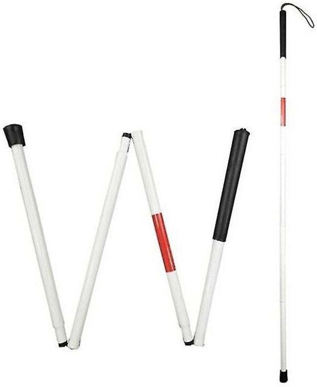 125 cm langer Gehstock für Blinde, faltbarer Aluminium-Gehstock mit rutschfestem Griff und reflektierender Oberfläche fü...