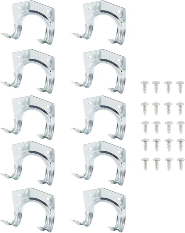 Sollbry 10er-Pack silberne Aufbewahrungshaken aus Metall für die Garage, praktische Wandmontagehaken mit Schrauben für G...