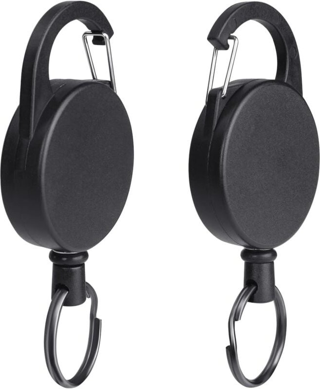 Linghhang - 2 Stück einziehbarer Schlüsselanhänger – Schwarz, einziehbarer Schlüsselanhängerhalter, Schlüsselanhängerrol...