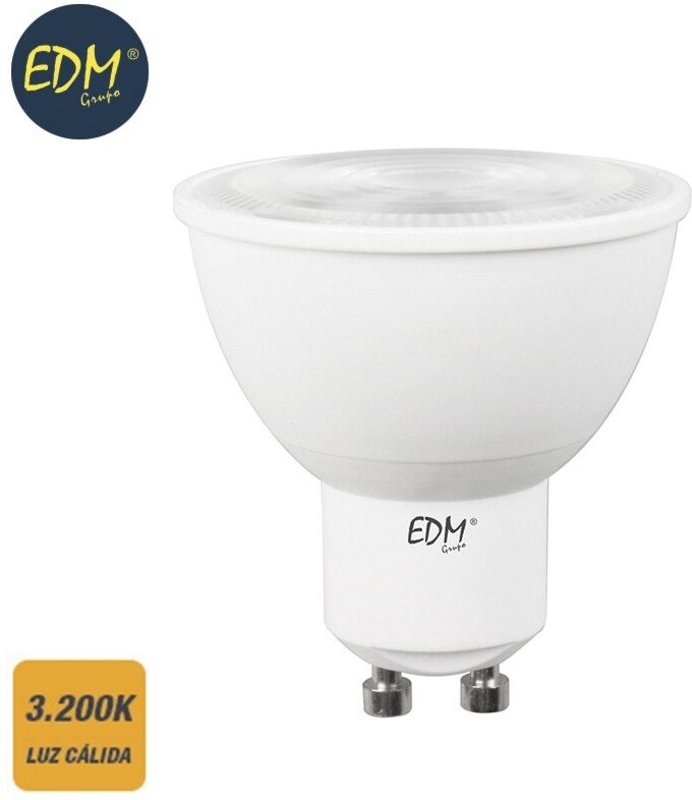 EDM - Dichroitische LED-Glühbirne GU10 7W 550lm 3200K warmes Licht 45° Ø5x5,5cm