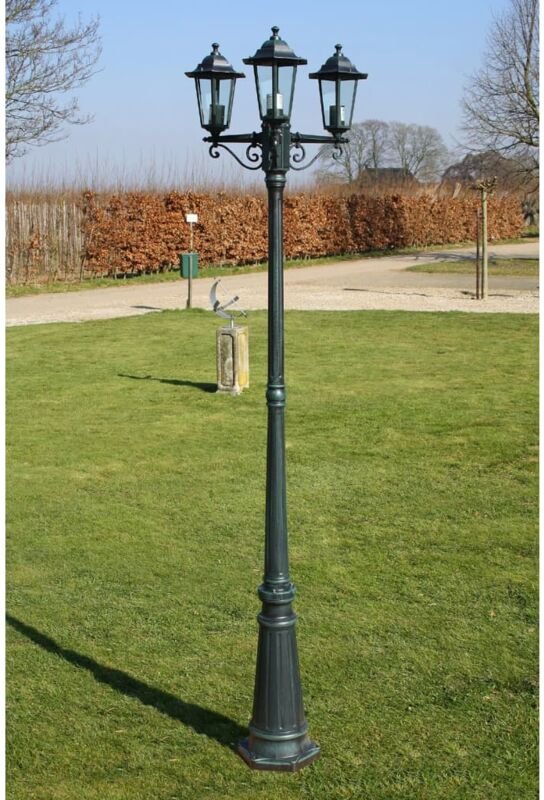 Gartenlaterne 3-flammig 215 cm Dunkelgrün/Schwarz Aluminium - Vidaxl