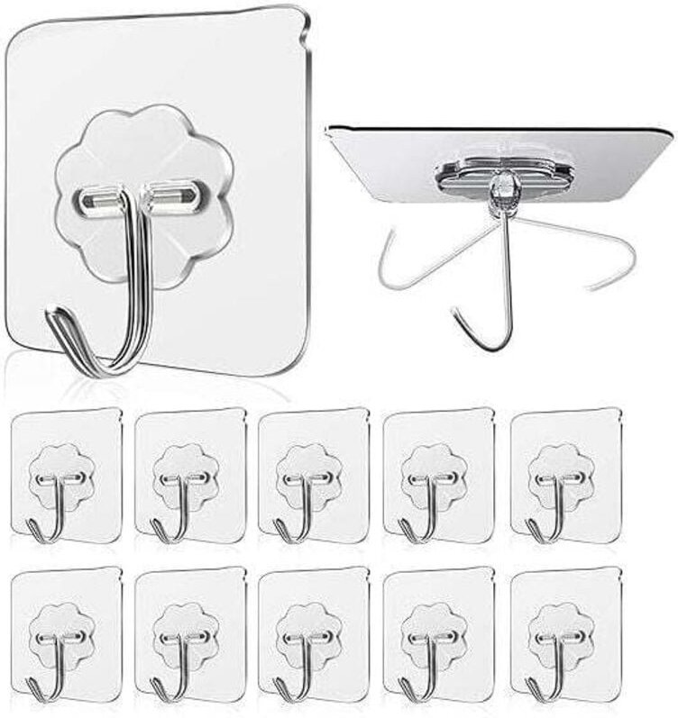 10 Stück) Klebehaken 15kg (Max) Transparente Aufkleber Wandhaken Badezimmer Handtuchhalter Für Badezimmer, Küche, Decke,...