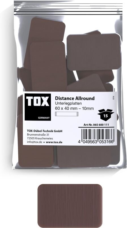 TOX - Unterlegplatten 60x40 mm Distance Allround 10 mm (15 Stk.)