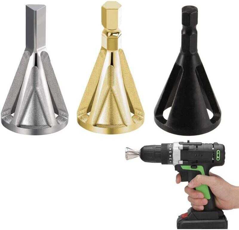 Vtizikl Outil d'ébavurage et de chanfreinage externe , lot de 3 outils de chanfreinage pour forets hexagonaux et triangu...