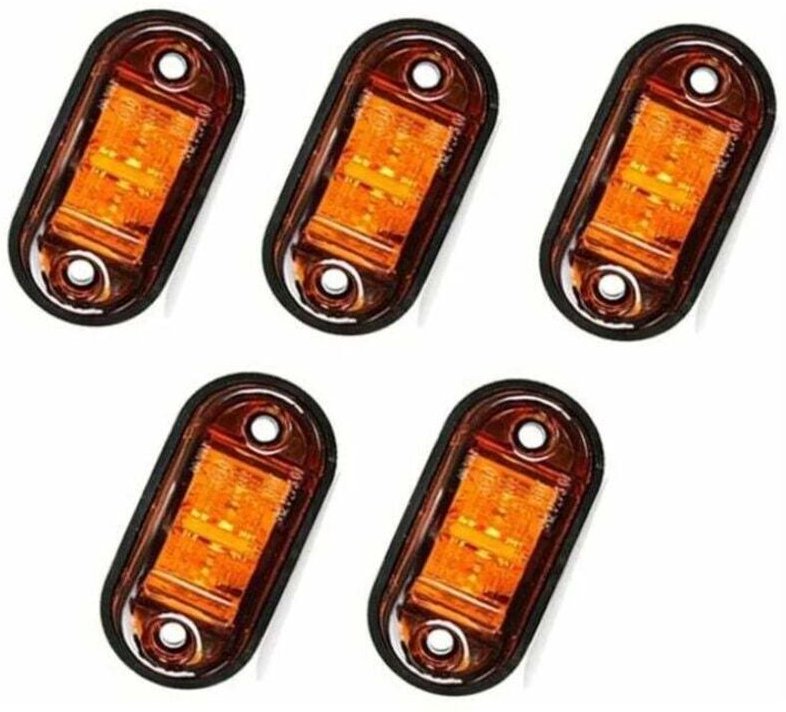 5 Stück LED-Seitenmarkierungsleuchten, LED-Positionsleuchten vorne und hinten, orange, universell 12 V/24 V für Anhänger...