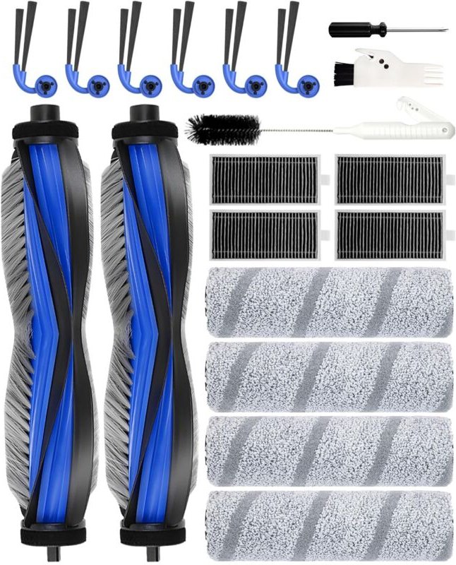 19-teiliges Zubehörset für ECOVACS DEEBOT X11 OmniCyclone/X11 Pro Omni: 2 Hauptbürsten, 6 Seitenbürsten, 4 HEPA-Filter, ...