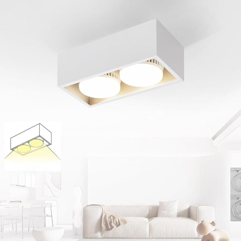 Thumbnail - Aufbauspot led Deckenspots - Aufbaustrahler Weiß Deckenstrahler 2 stück Flammig GX53 Schwenkbar Modern Eckig Spots Aufpu...