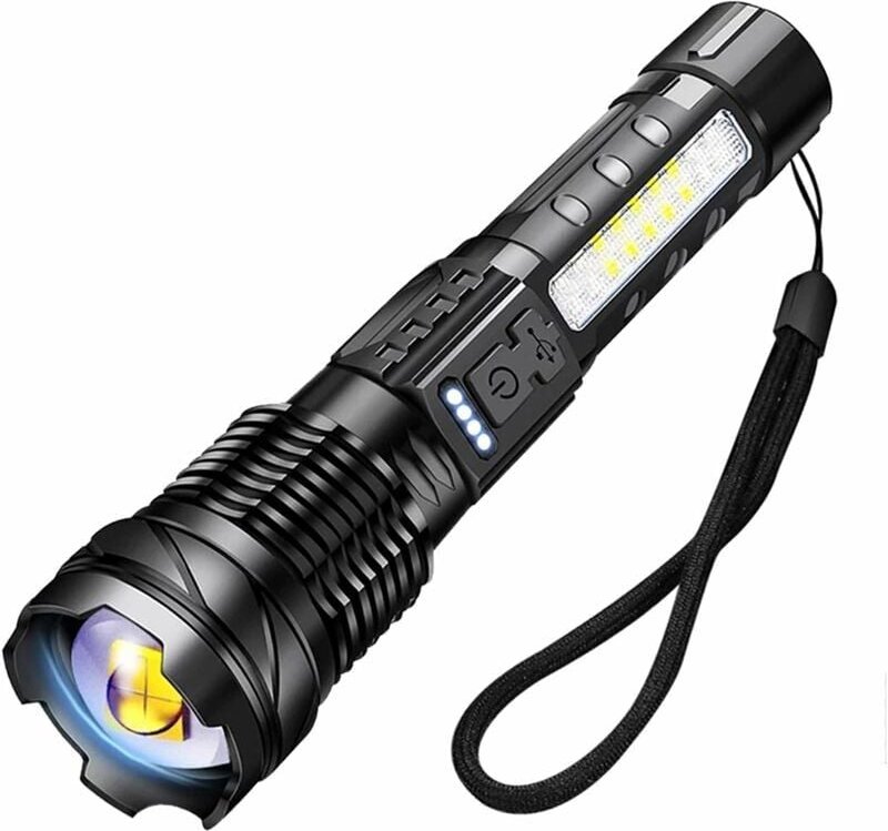 Ultrastarke LED-Taschenlampe Lmens, wiederaufladbare Taschenlampenmodi, taktische Taschenlampe mit Clip für Camping, Wan...