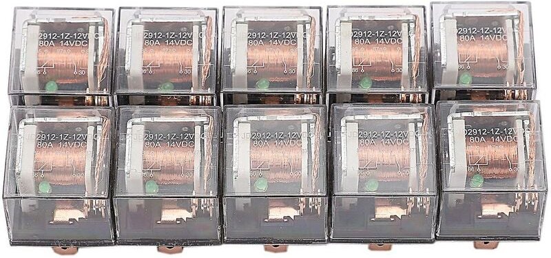 Woosien - 10 Stück wasserdichte Kfz-Relais, 12 v, 80 a, 5-polig, Auto-Steuergerät, Auto-Relais, hohe Schaltkapazität