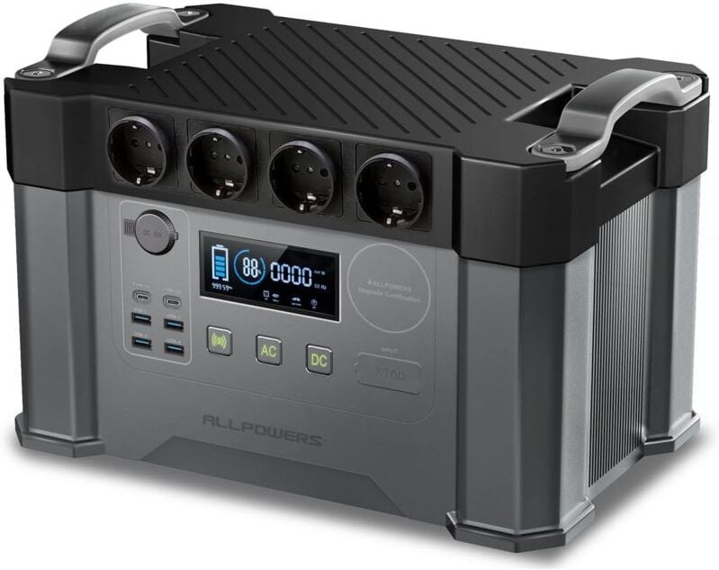 S2000 Pro Tragbarer Powerstation 1451Wh, mppt Solar Generator mit 4x 2400W AC-Steckdosen, 0–100% inner 1,5 Stunden Schne...