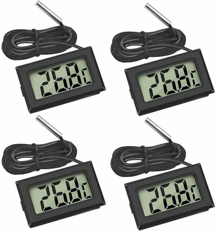 XVX - 4X Nero) Mini termometro digitale lcd con sonda di temperatura, sensore di temperatura, tester per frigoriferi, co...