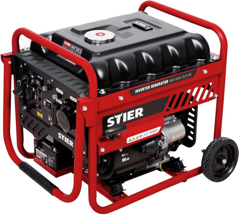 STIER Inverter Stromerzeuger SNS-500 5,0 kW 75 dB(A), Stromgerenator Benzin, Notstrommaggregat, wartungsarm, für den Auß...