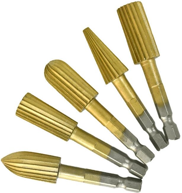 5-teiliges Rotations-Frässtift-Set, 1/4 Zoll Sechskantschaft, Hochgeschwindigkeitsstahl-Frässtift-Bits, Rotationsfeilen-...