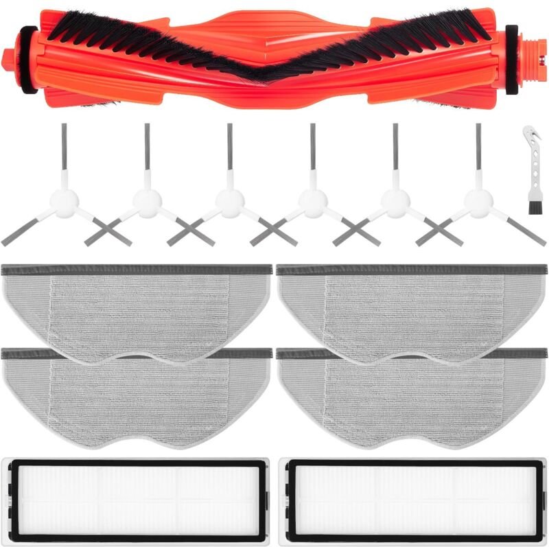 14-teiliges Zubehörset für Xiaomi S40C Saugroboter: 1 Hauptbürste, 6 Seitenbürsten, 2 HEPA-Filter, 4 Ersatzwischtücher, ...