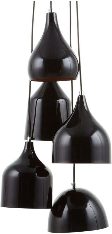 Beliani - Hängeleuchte Schwarz und Orange Metall 5-flammig mit verschiedenen Schirmen in Glockenform Minimalistisches De...