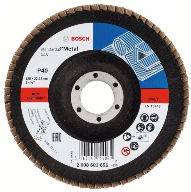 Thumbnail - Bosch - Fächerschleifscheibe X431 Standard for Metal gewinkelt 125 mm 22,23 mm 40 - 2608603656