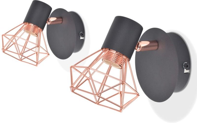 Wandleuchten 2 Stk. E14 Schwarz und Kupfer Vidaxl