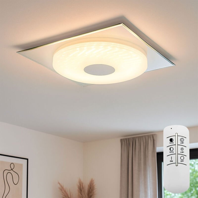 Led 24 Watt Decken Leuchte Lampe Spiegel Fernbedienung cct Steuerung dimmbar 3D Folie Globo 41334