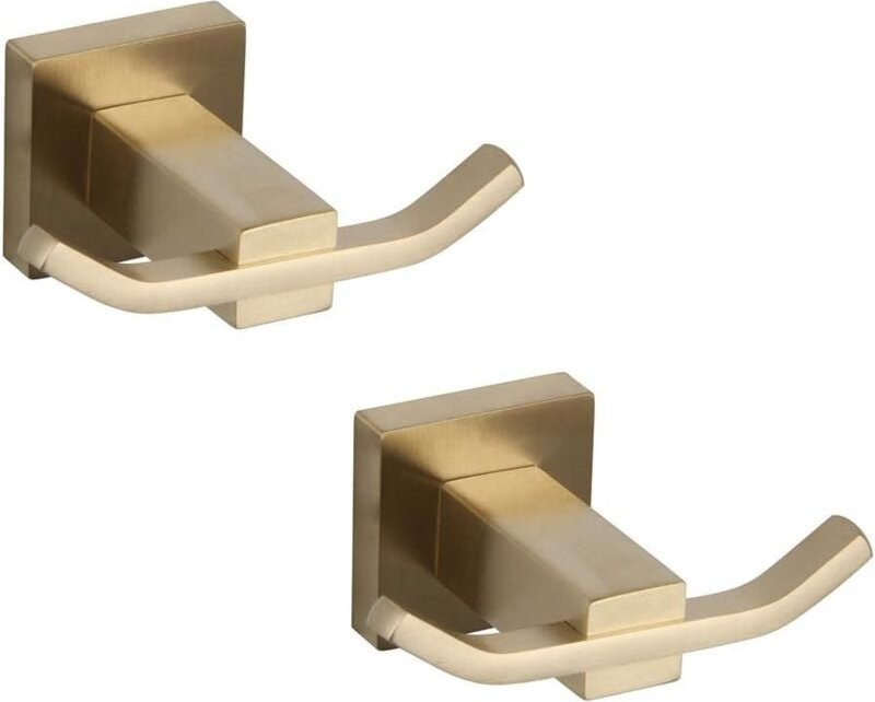 Thumbnail - Linghhang - 2-teiliges Badezimmer-Zubehör-Set, doppelter Bademantelhaken, Wandmontage, SUS304 Edelstahl, gebürstetes pvd...