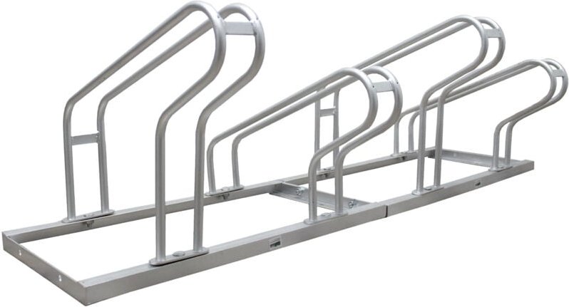 Fahrradständer für 4 Fahrräder höhenversetzt 140x45 cm Stahl feuerverzinkt 2x2 Bodenparker in grau