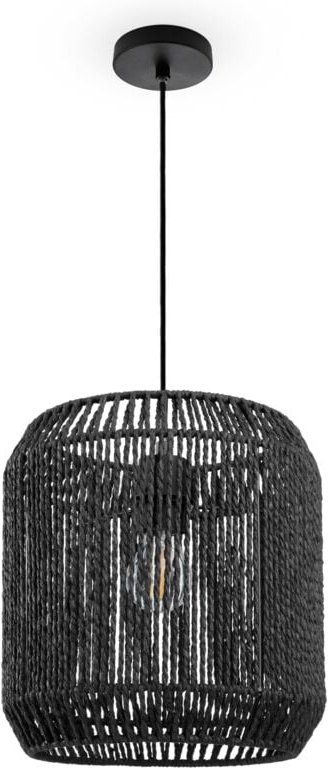 Pendelleuchte Esstisch Hängelampe Esszimmer Lampe E27 Papier Boho Rattan Pendelleuchte - Schwarz, Schwarz (Ø28cm) - Paco...