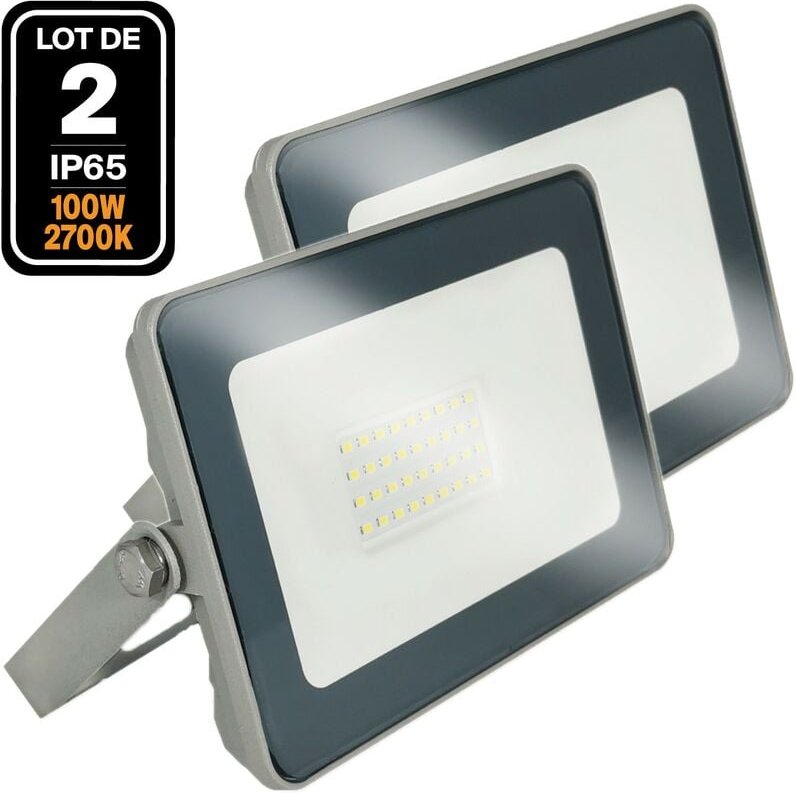 Europalamp - 2 LED-Fluter 100W Proline Warmweiß 3000K Hohe Helligkeit.