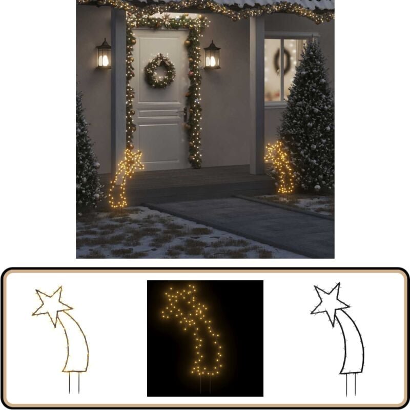 Sternschnuppe mit Erdspießen und 80 LEDs 62 cm - Weihnachtsdeko - Stern - Sternschnuppe - Outdoor Beleuchtung - Indoor B...