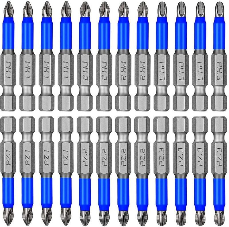 24-teiliges Schraubendreher-Bit-Set PH1 PH2 PH3 PZ1 PZ2 PZ3 1/4 Zoll Sechskantschaft