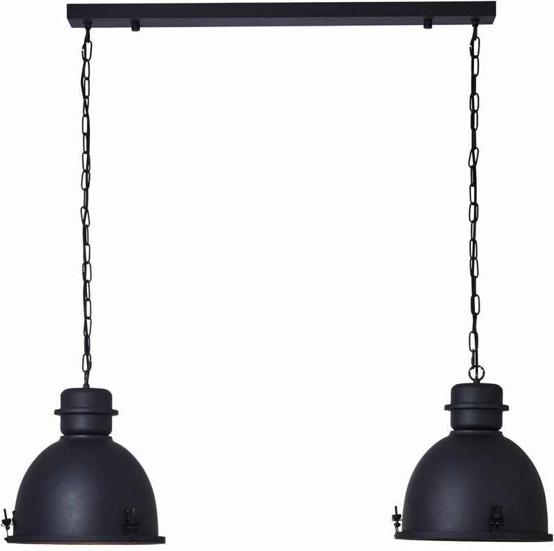 Lampe, Kiki Pendelleuchte 2flg schwarz korund, Metall, 2x A60, E27, 52W,Normallampen (nicht enthalten) - Brilliant