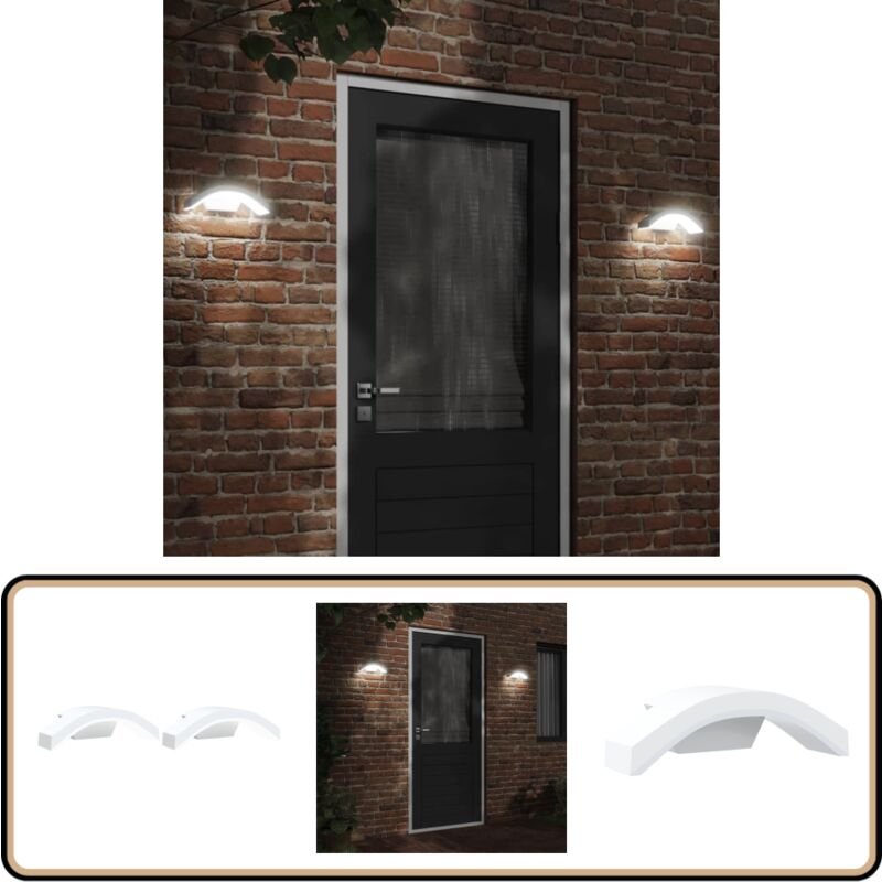 LED-Außenwandleuchten 2 Stk. Weiß Aluminiumdruckguss - LED-Beleuchtung - Gartenbeleuchtung - Wandleuchte - Außeleuchte -...