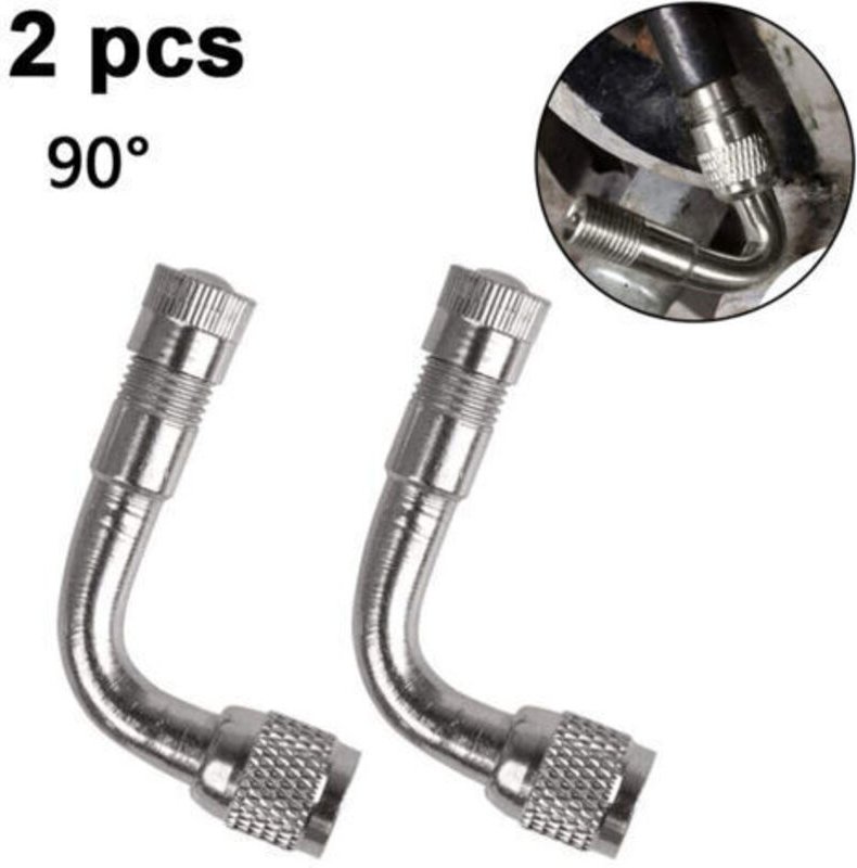 LaBlanc – 2er-Pack universelle 90°-Winkel-Ventilverlängerungsadapter aus Messing für Motorräder und Roller, Silber
