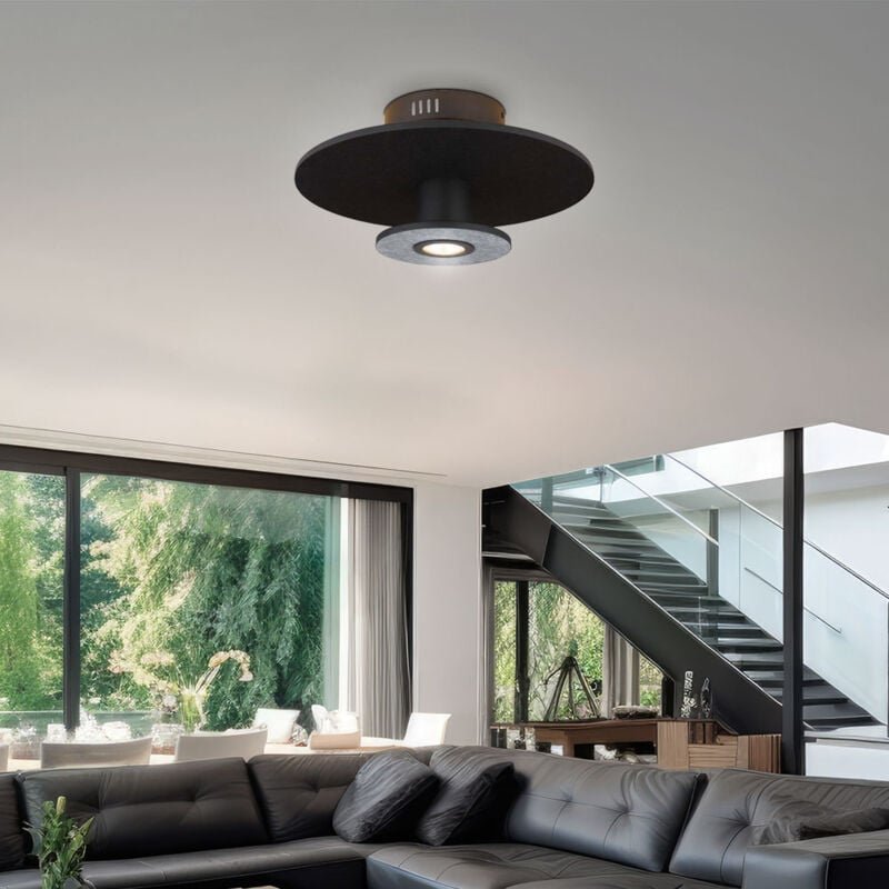 Thumbnail - Deckenlampe Deckenleuchte Wohnzimmerlampe schwarz 3 Stufenschalter led d 38 cm