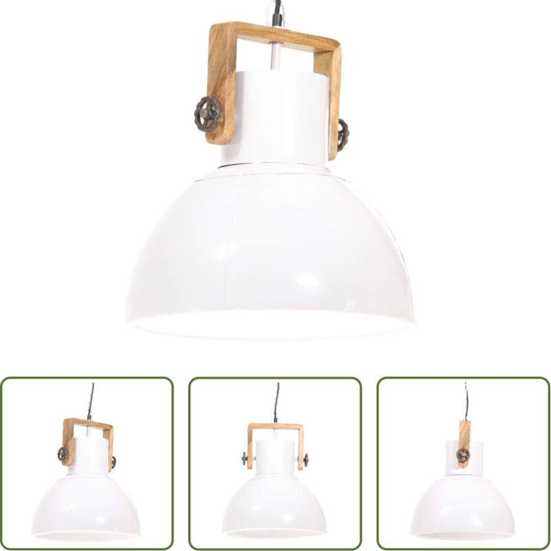 vidaXL Wohnzimmer Lampe - Hängelampe Industriestil 25 W Weiß Rund 40 cm E27