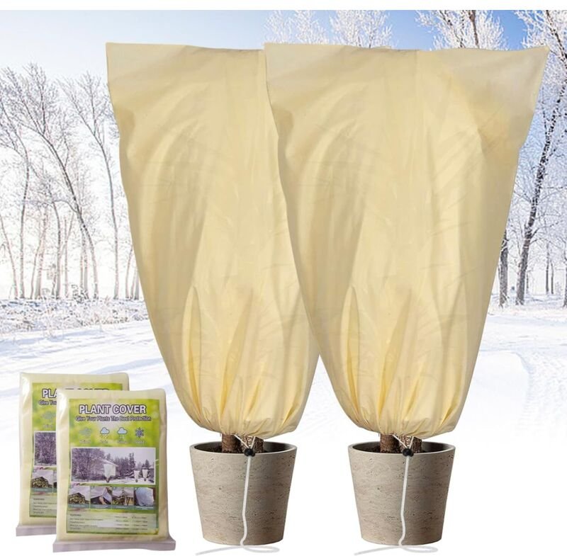 Pflanzenschutz Winter 2 Stück 60x80cm Winterschutz für Pflanzen Winterschutz für Kübelpflanzen mit Reißverschluss,Frosts...