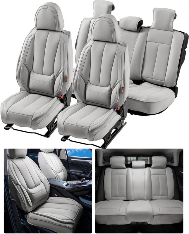 Sitzbezüge, universelle Autositzbezüge, Vorder- und Rücksitz, 13-teiliger Kunstleder-Sitzbezug, vollständig geschlossene...