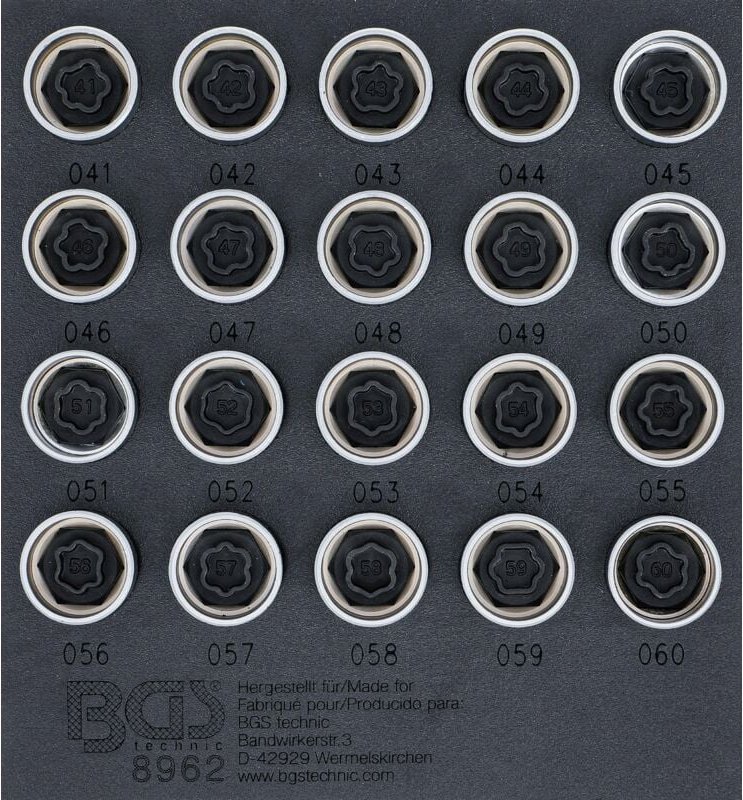 Werkstattwageneinlage 1/6: Felgenschloss-Werkzeug-Satz für bmw 20-tlg.