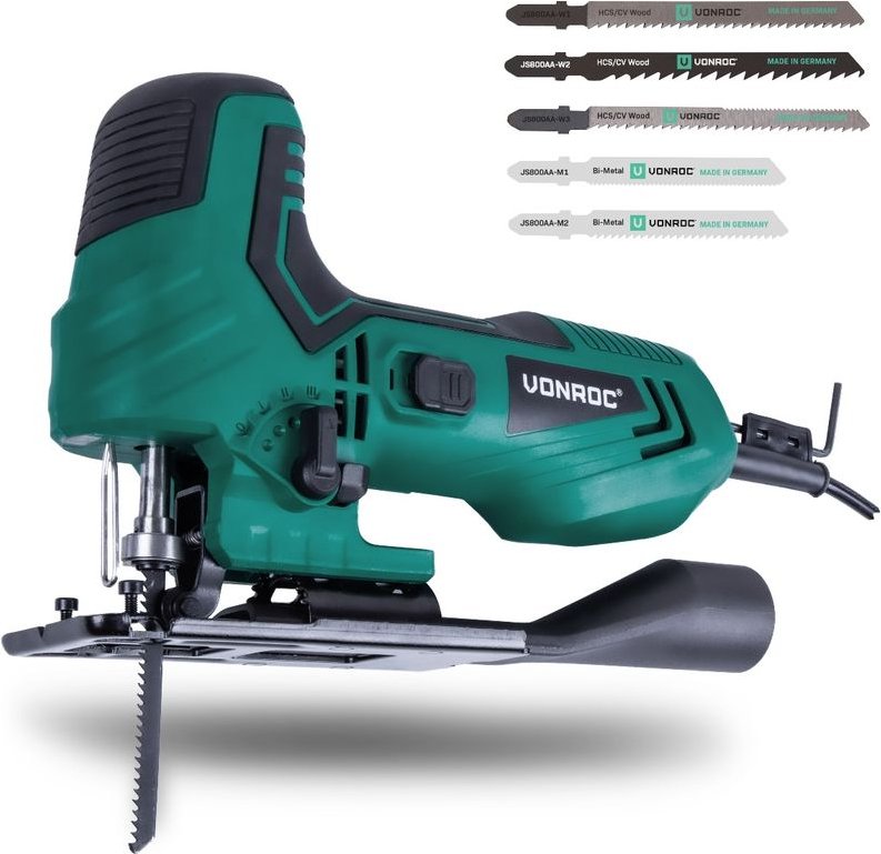 Stichsäge 550W - Ergonomischer T-Griff - 4 Pendelpositionen - Inkl. 5 Sägeblätter