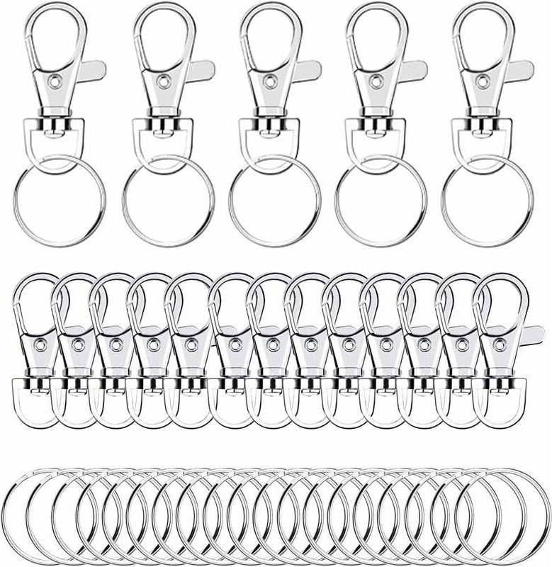 80 Stück drehbare Schlüsselanhänger (40 Karabiner und 40 Schlüsselringe), Karabiner-Schlüsselanhänger, Schlüsselbundring...
